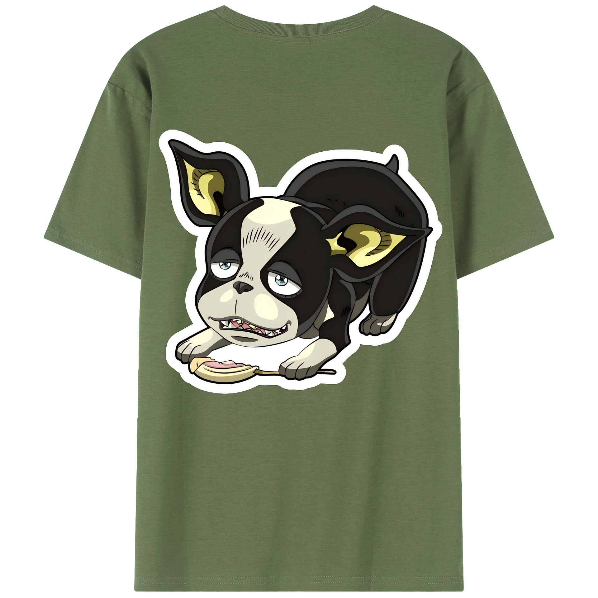 （画像用） ジョジョの奇妙な冒険 イギー JoJo's Bizarre Adventure Iggy 綿100％ メンズ半袖Tシャツ（バックプリント） 通気性